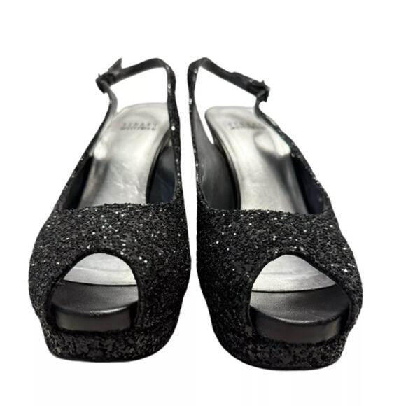 Stuart Weitzman Glitter Slingback Pumps EUC in Black Size7.5 - Picture 2 of 3